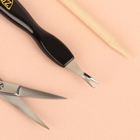 Manicure set, 5 items, on a blister, black/silver/beige color, SIS-57-2