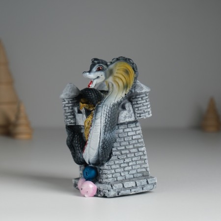 Piglite Polystone "Dark Snake on the Tower" 7x6.5x10.3 cm-2