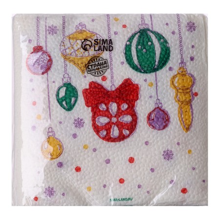 Paper napkins “Happy New Year”, balls, single -layer, 24x24 cm, set 20 pcs-1