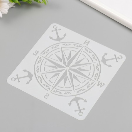 Stencil plastic "Compass, anchor" 15x15 cm-1