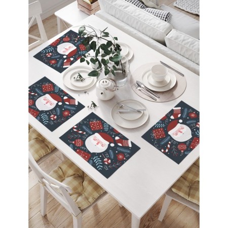 Set of napkins for setting the table "Happy Santa Claus", rectangular, size 32x46 cm, 4 pcs