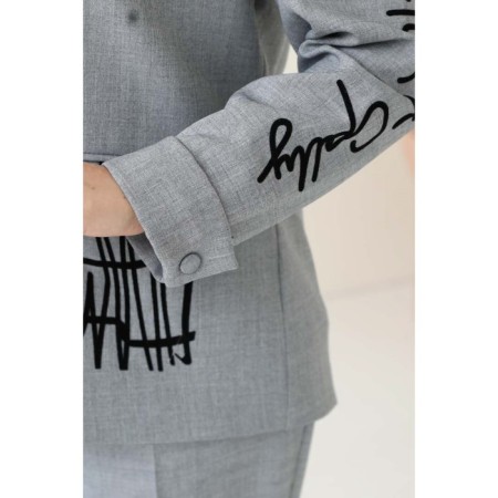 Female costume: jacket, trousers, size 48, gray color-13