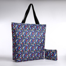 Household bag on a zipper, with a cosmetic bag, blue color
