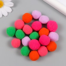 Pompons, 20 mm, 20 pcs/pack, 100% polyester, 5 colors in the assortment of 4 pcs