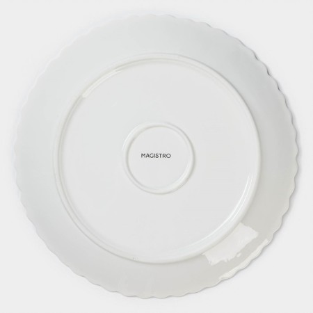 Porcelain dining porcelain Magistro "Flower", D = 25 cm, white color-7