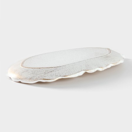 Dice dish of the Golden Leaf, 30 × 18 × 2 cm, white color-2
