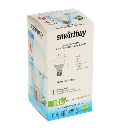 Smartbuy, E27, A60, 9 W, 4000 K, daylight white light lamp-1