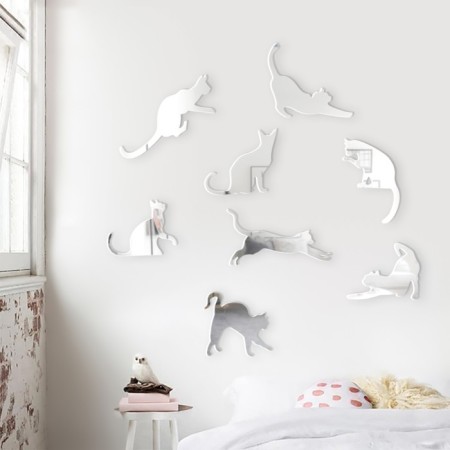Interior stickers "cats", mirror, decor on the wall, set 8 pcs-1