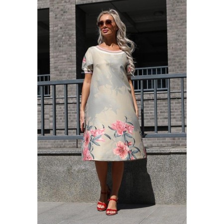 Women's dress, size 48, beige color-3