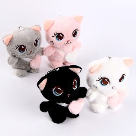 Soft toy "Cat with a heart", on a key fob, 11 cm, color mix-3