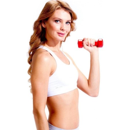 Rubberized dumbbell bradex SF 0159, red, 1 kg-3