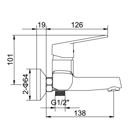 Accoona A6369 bath mixer, single -leaf, short spout, silumin, chrome-6