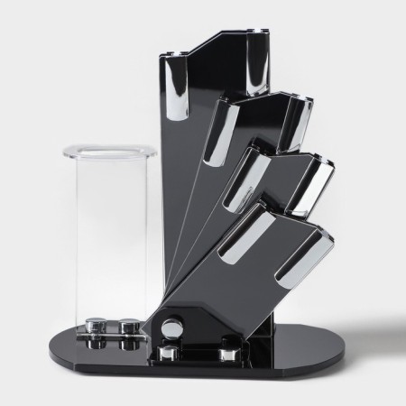 Kitchen kit on the stand “Simple”, 5 objects: knives 7.5 cm, 10.5 cm, 13 cm, 15 cm, vegetable cleaning, red color-7