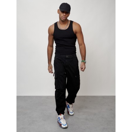 Cargo jeans male, size 48, black color-11