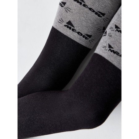 Children's tights with drawings CONTE KIDS Sof-Tiki, height 140-146 cm, color gray-black-2