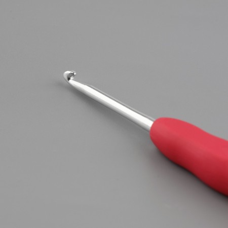 Knitting hook, with silicone handle, d = 3 mm, 14 cm, pink color-3