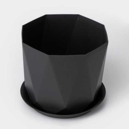 Pot for flowers with a prism palm, 4.7 liters, graphite color-1