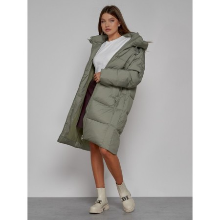 Coat insulated winter female, size 42, green color-12
