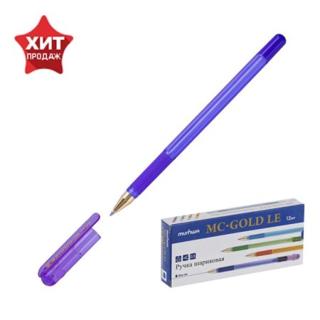 Ballpoint handle Munhwa MC Gold LE, node 0.5 mm, blue ink, rubber emphasis, Mix case-1