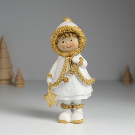 Souvenir Polystone "Baby in a white fur coat with golden fur" mix 7x5x16 cm-1