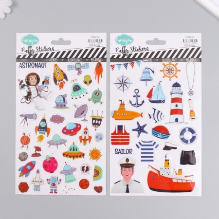 Plastic sticker "Sailor/Cosmonaut" with sparkles mix 14x25 cm