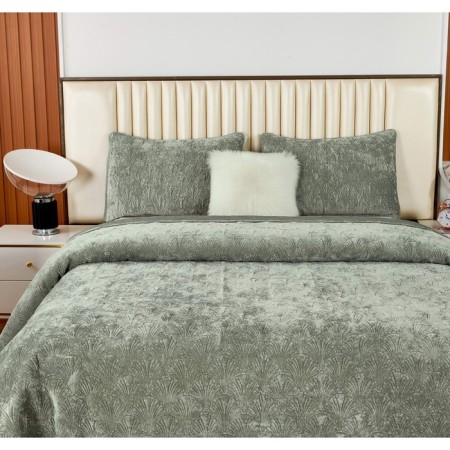 The bedspread with pillowcases Sofi de Marko "Rosalin", size 240x260 cm, 50x70 cm - 2 pcs, emerald color-2