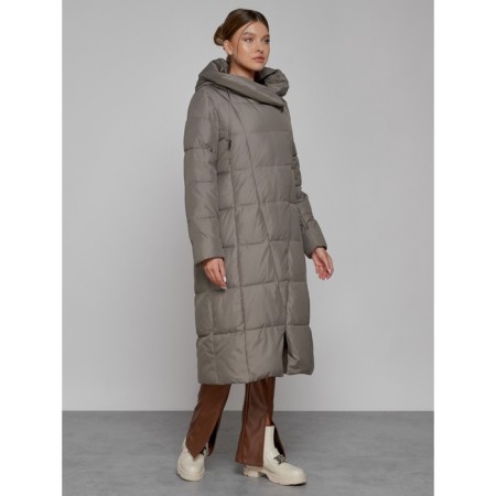 Coat insulated winter female, size 46, brown color-2