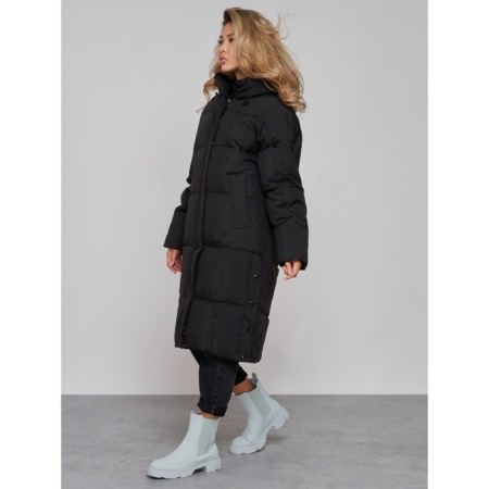 Coat insulated winter female, size 42, black color-2