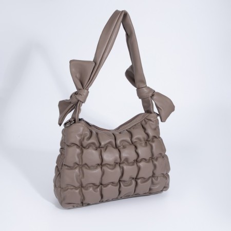 Load bag with zipper, long belt, beige color-1