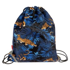 Shoe bag 440 x 365 mm, Erich Krause, Density 300D, with a reflective strip, Hidden Leopard, blue/orange