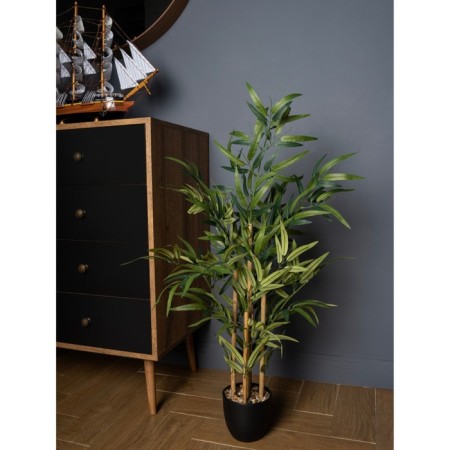 Bamboo in a plastic pot, 135 × 135 × 920 mm, green / black / beige color-6