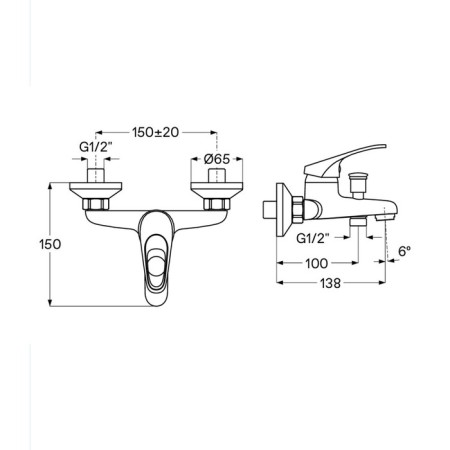 Santek Bus Bath mixer, short spout, with accessories, chrome-5
