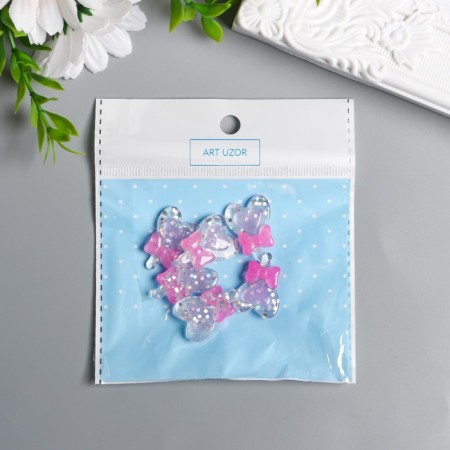 Decor for creativity Plastic "Laughter-Health with a pink bow" 2.5x1.8 cm-3