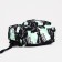 A backpack with a zipper, 3 outer pockets, green/black color