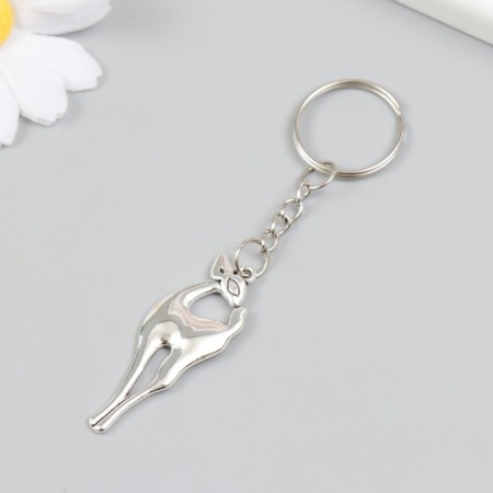 Metal keychain "Long -legged deer" silver 1.8x4.8 cm-1
