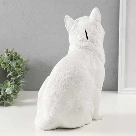 The piggy bank "Cat is white color" height 31.5 cm, width 16 cm, length 24 cm.-3