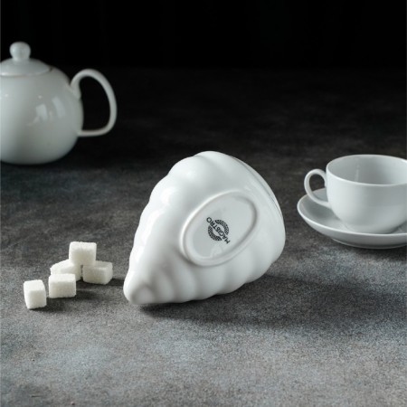 Porcelain Sugar Magistro "shell", 330 ml, white color-5