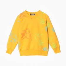 Svitshot for a boy, dark yellow/dino color, height 116 cm