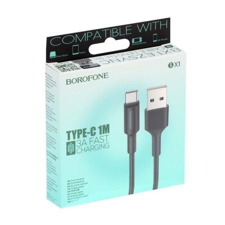 Cable Borofone Bx1, Type -C - USB, 3 A, 1 m, PVC braid, black-4