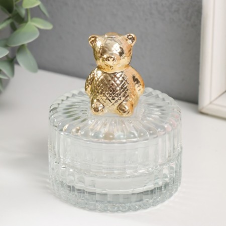 Casket glass, ceramics "Golden Bear" 7.8x7.8x9.5 cm
