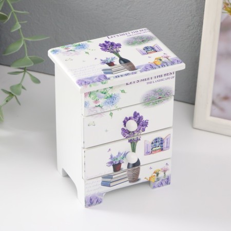 Casket Wood 3 box "Vase with lavender" 6.5x9x12 cm