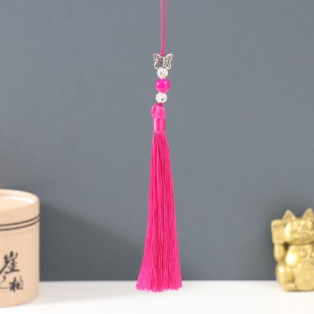Suspension Textile, metal "Butterfly" fuchsia 1x1.2x16.5 cm