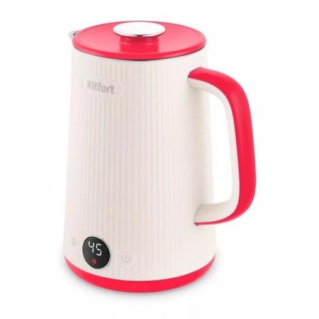 Electric ketter KitFort KT-6197-1, plastic, Metal flask, 1.5 l, 1500 watts, white-red