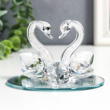 Souvenir Glass "Swans with Strose" beads 11x7x7 cm