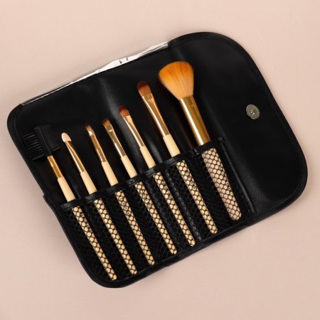 A set of makeup brushes "Ornament", 7 objects, a cover on a button, black/beige color-6