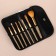 A set of makeup brushes "Ornament", 7 objects, a cover on a button, black/beige color