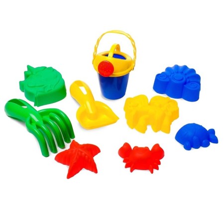 Set for playing in the sand (7 molds, scoop, rake, watering can 0.35 l), mix-6