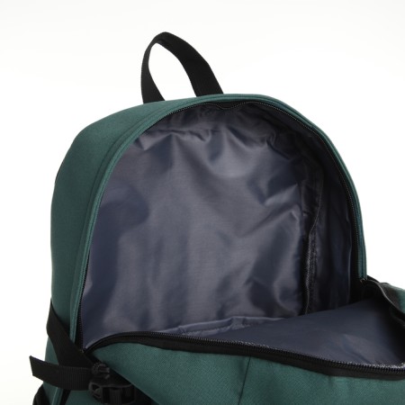 Youth backpack from textiles, 2 pockets, black/green color-5