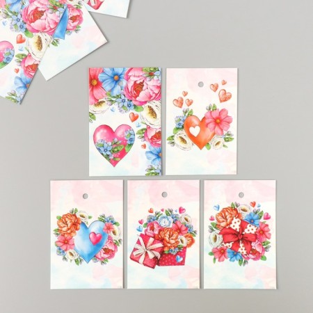 Cardboard "Flowers 14" set 10 pcs (5 types) 4x6 cm