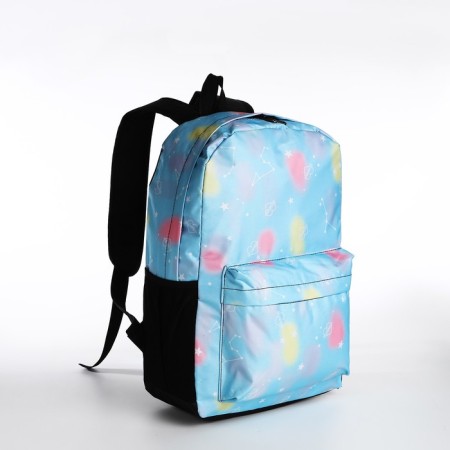 A backpack with a zipper, 3 outer pockets, blue color-2